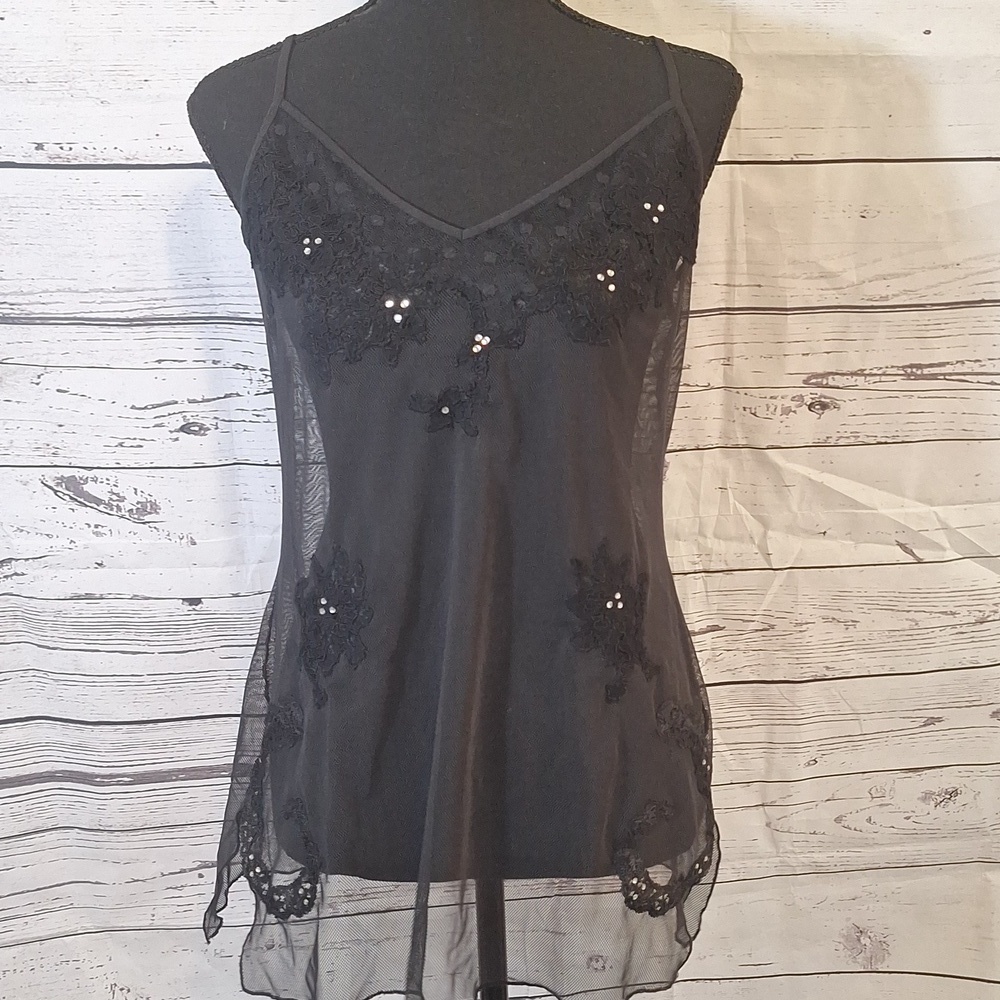 Victoria's Secret  Sheer Black Lace/Mesh Nightie sz M #1172 - Picture 3 of 8